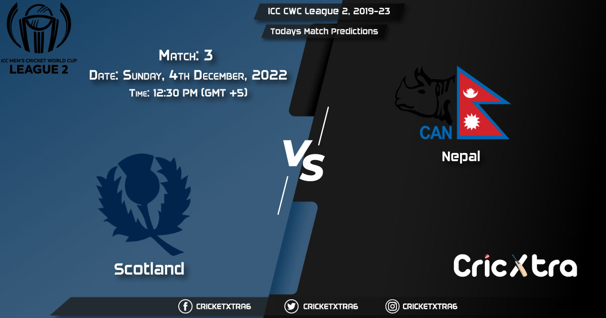 ICC CWC League 2, 2019-23, SCO vs NEP 3rd Match Prediction, Fantasy Cricket Tips, Pitch Report and Injury Update